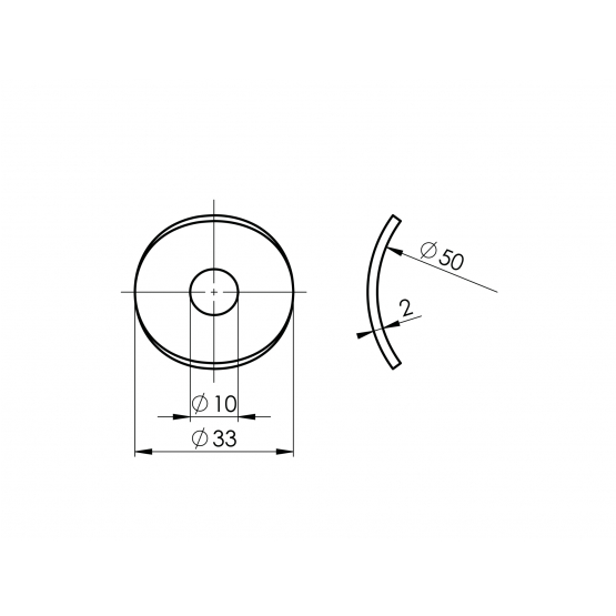 Nerezová rádiusová podložka k A6/42-20 a A6/48 - detail 2 - detail 2