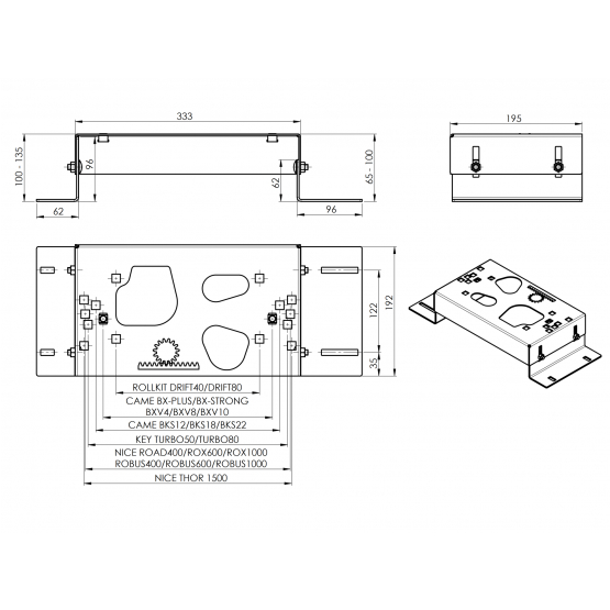 Univerzálny podstavec pre pohony posuvných brán - detail 3 - detail 3