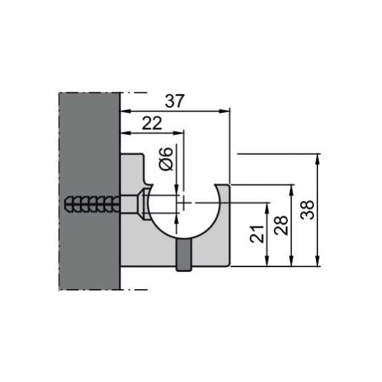Posuv - držiak vodiacej tyče - stena AISI304, D25m - detail 2 - detail 2