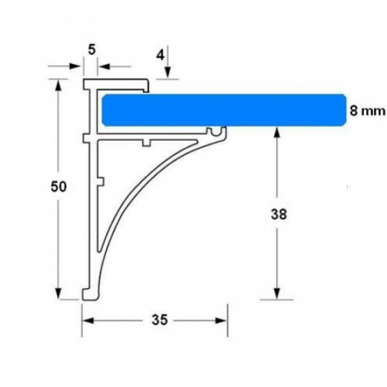 Zasklenie policové pre sklo 8mm L900mm - detail 1 - detail 1