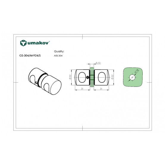 Madlo AISI 304,Polish, D32mm - detail 1 - detail 1