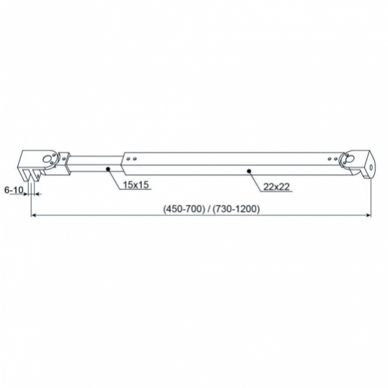 Stabilizačná tyč sklo-stena, L=730-1200 flex 20x20 - detail 2 - detail 2