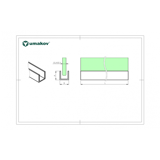 Zasklenie pevné - profil U 20x19x1.5mm - detail 2 - detail 2