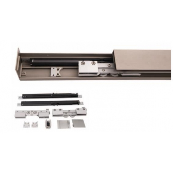 Kovanie - Posuvné dvere-lišta, AL 2x soft-stop+fix - detail 1 - detail 1