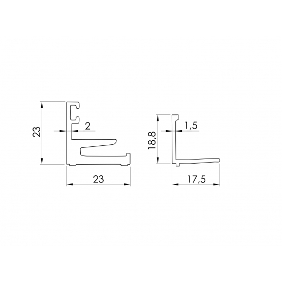 Zasklenie pevné - profil U skladaný 23x23mm - detail 2 - detail 2