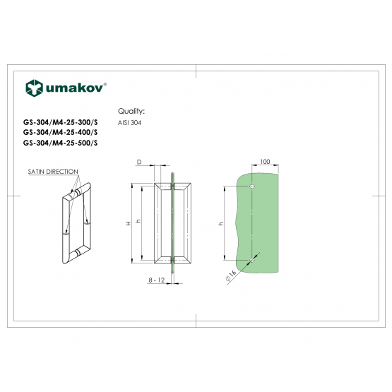 Madlo - brusený nerez AISI304, K320 - detail 2 - detail 2