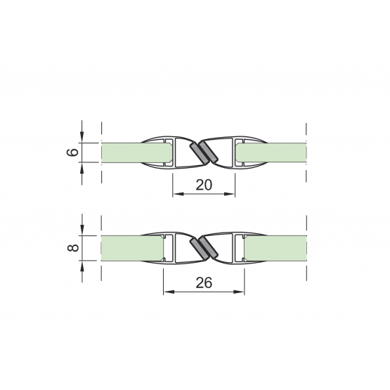 Tesniaca lišta magnetická 180.stup pár - detail 2 - detail 2