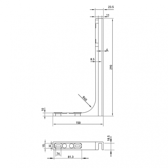Stabilizačný uholník sklo-stena - detail 2 - detail 2