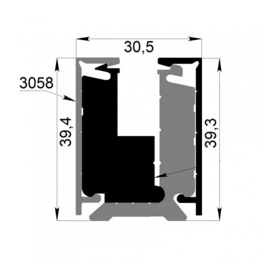 Svorkový al profil-3m s krycou lištou H40 - detail 2 - detail 2
