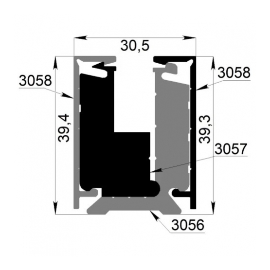 Svorkový al profil-3m s krycou lištou H40 - detail 3 - detail 3