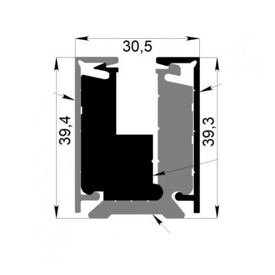 Svorkový al profil-3m s krycou lištou H40 - detail 4 - detail 4