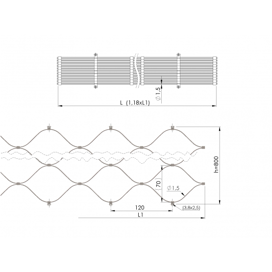 Sieť - lanková výplň - detail 8 - detail 8