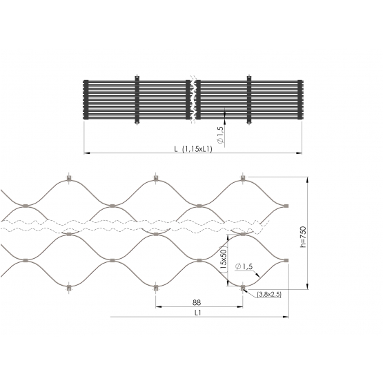 Sieť - lanková výplň - detail 6 - detail 6