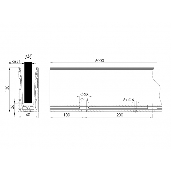 Celosklenené zábradlie-profil dutý-vrchné kotvenie - detail 3 - detail 3