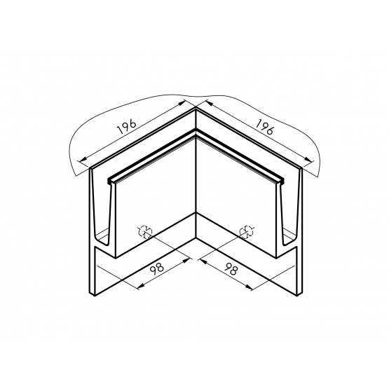 Celosklenené zábradlie-profil-bočné kotvenie - detail 1 - detail 1