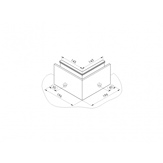 Celosklenené zábradlie-roh. profil-vrchné kotvenie - detail 1 - detail 1