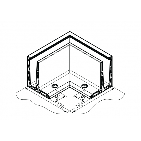 Celosklenené zábradlie-roh. profil-vrchné kotvenie - detail 1 - detail 1