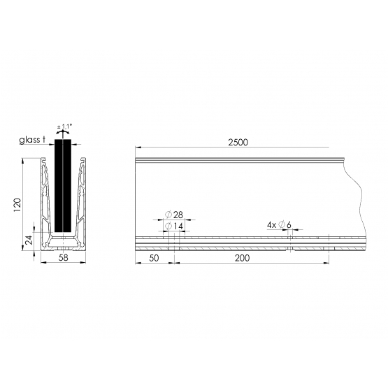 Celosklenené zábradlie-profil dutý-vrchné kotvenie - detail 2 - detail 2