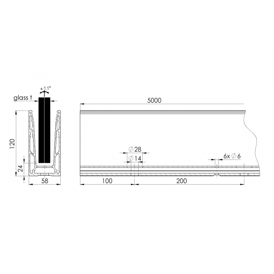 Celosklenené zábradlie-profil dutý-vrchné kotvenie - detail 2 - detail 2