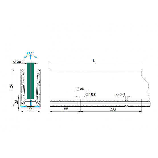 Celosklenené zábradlie-profil dutý-vrchné kotvenie - detail 1 - detail 1