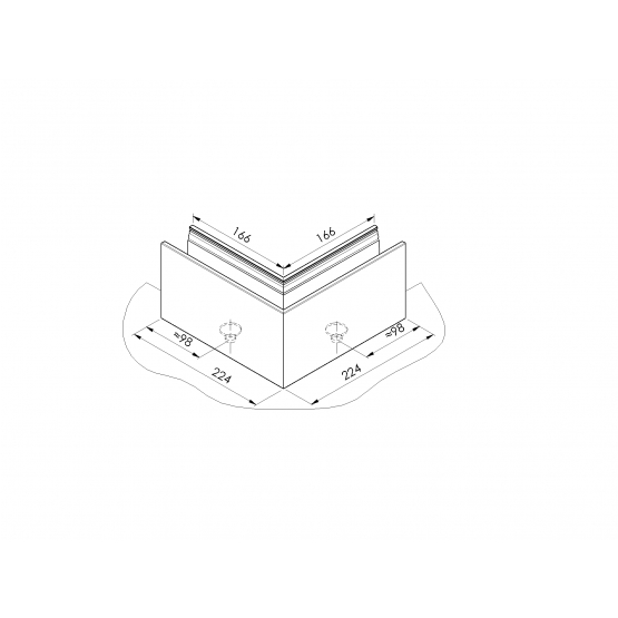 Celosklenené zábradlie-roh. profil-vrchné kotvenie - detail 1 - detail 1