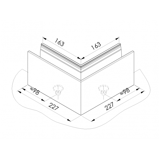Celosklenené zábradlie-roh. profil-vrchné kotvenie - detail 1 - detail 1