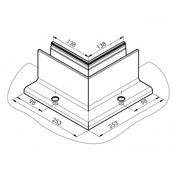 Celosklenené zábradlie-roh. profil-vrchné kotvenie - detail 1 - detail 1
