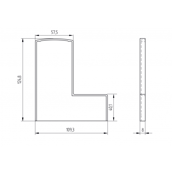Záslepka pre profil AL/0006-ECO-S-E + kryciu lištu - detail 1 - detail 1