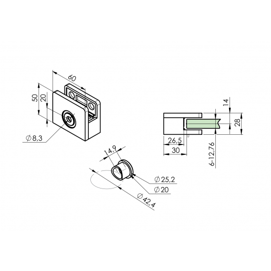 Držiak skla mimoosový jednostrannný - detail 3 - detail 3