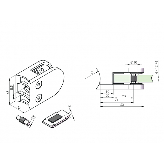 Držiak výplne skla - detail 2 - detail 2