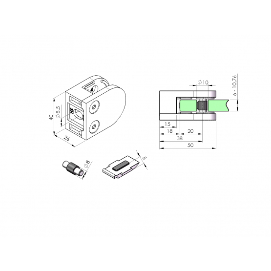 Držiak skla - detail 1 - detail 1