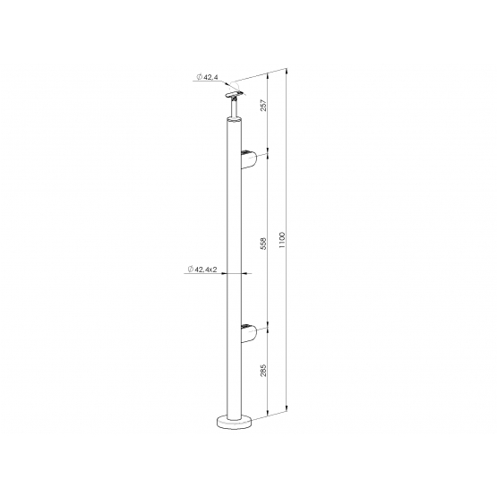Stĺpik, vrchné kotvenie - pravý - na schody - detail 2 - detail 2