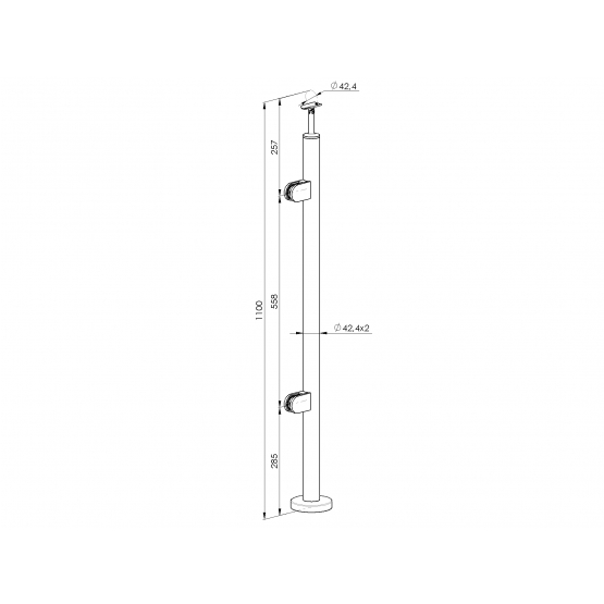 Stĺpik, vrchné kotvenie - ľavý - na schody AISI304 - detail 2 - detail 2