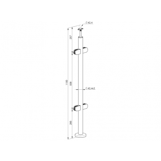 Stĺpik, vrchné kotvenie - obojstr.180° - na schody - detail 2 - detail 2
