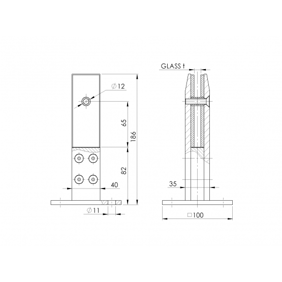 Spigot - kotviaci stĺpik pre sklo - detail 3 - detail 3