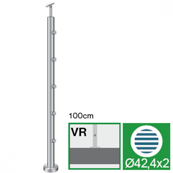 nerezový stĺpik, VK-rovné AISI316, D42,4/5xd12/H10 - detail 1 - detail 1