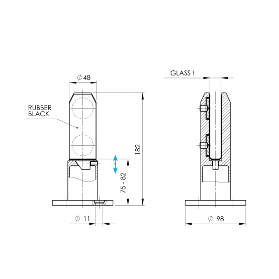 Spigot - kotviaci stĺpik pre sklo - detail 3 - detail 3