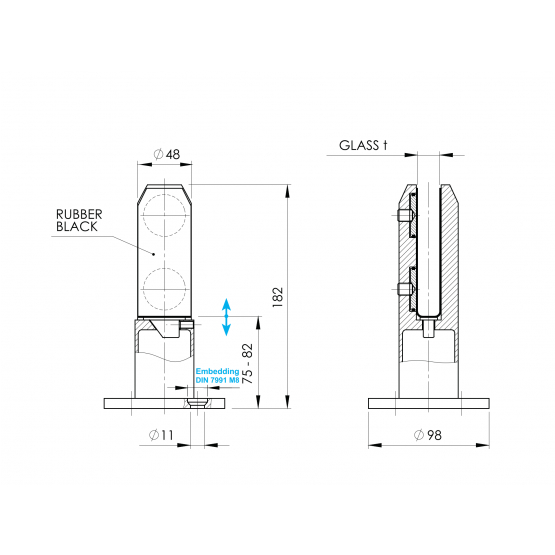 Spigot - kotviaci stĺpik pre sklo - detail 4 - detail 4