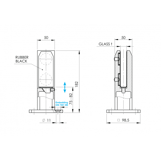 Spigot - kotviaci stĺpik pre sklo - detail 5 - detail 5