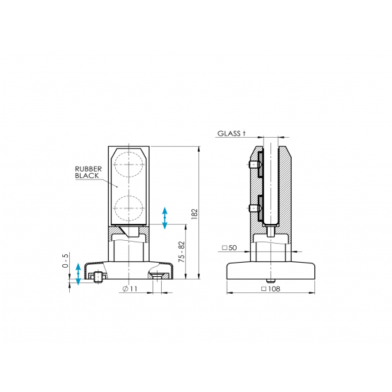 Spigot nastavitelny - kotviaci stĺpik pre sklo - detail 4 - detail 4