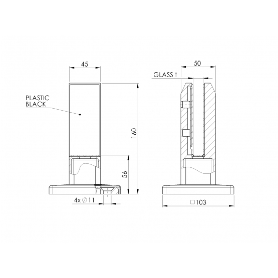 Spigot - kotviaci stĺpik pre sklo - detail 2 - detail 2