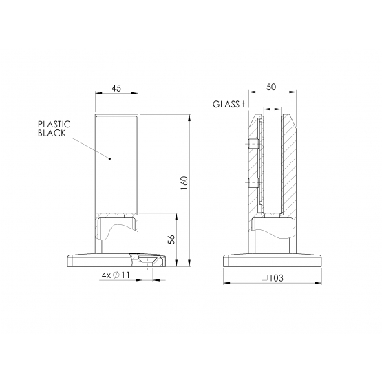 Spigot - kotviaci stĺpik pre sklo - detail 2 - detail 2