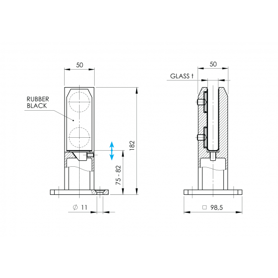 Spigot - kotviaci stĺpik pre sklo - detail 2 - detail 2