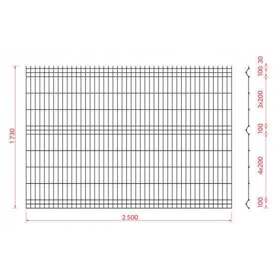Zváraný plotový panel 3D ZnPVC 2500x1730x4mm hnedá - detail 2 - detail 2