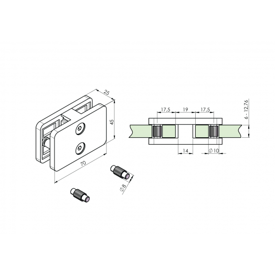 Držiak skla - spojka - detail 1 - detail 1