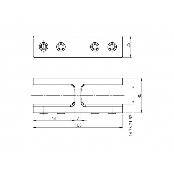 Držiak skla - sklo/sklo - 180° - detail 1 - detail 1