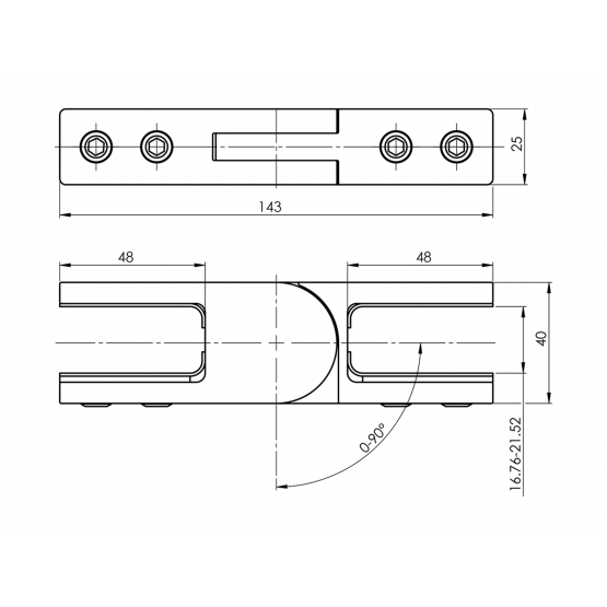 Držiak skla - sklo/sklo - nastavitelny - detail 1 - detail 1