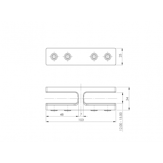 Držiak skla - sklo/sklo - 180° - detail 1 - detail 1