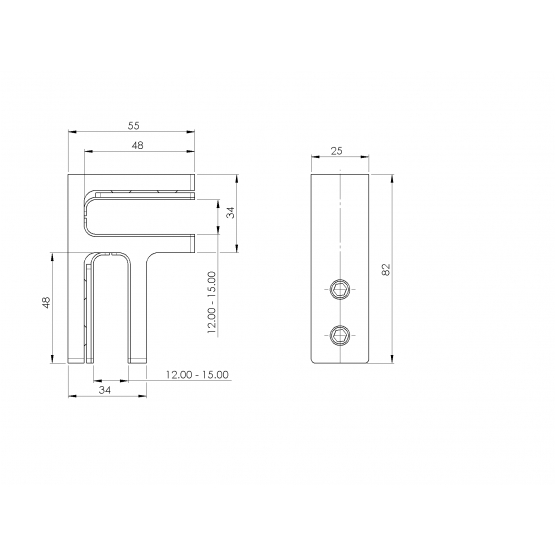 Držiak skla - sklo/sklo - 90° - detail 1 - detail 1