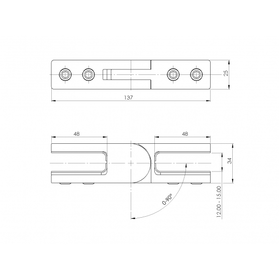 Držiak skla - sklo/sklo - nastavitelny - detail 1 - detail 1